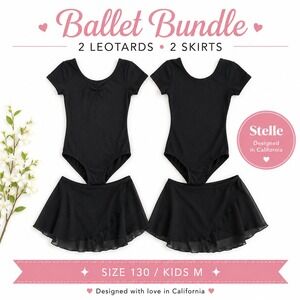 Stelle Girls Ballet Bundle 2 Leotards 2 Skirts Black Size 130 Kids M Dancewear